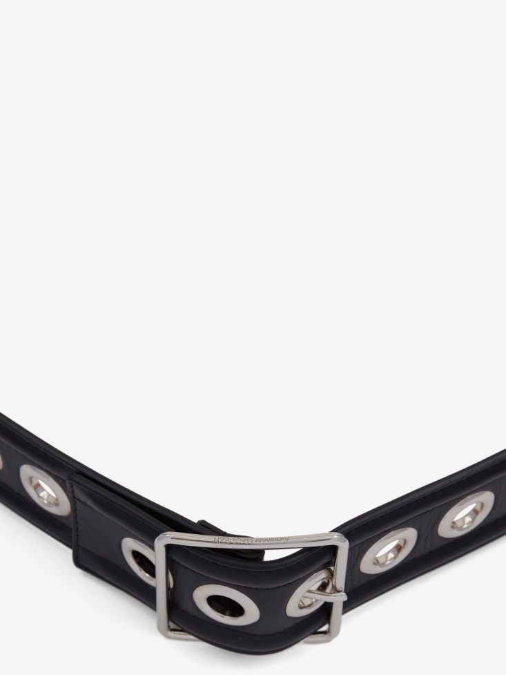 Black Fashion Alexander McQueen Women's Eyelet Small Waist Belt