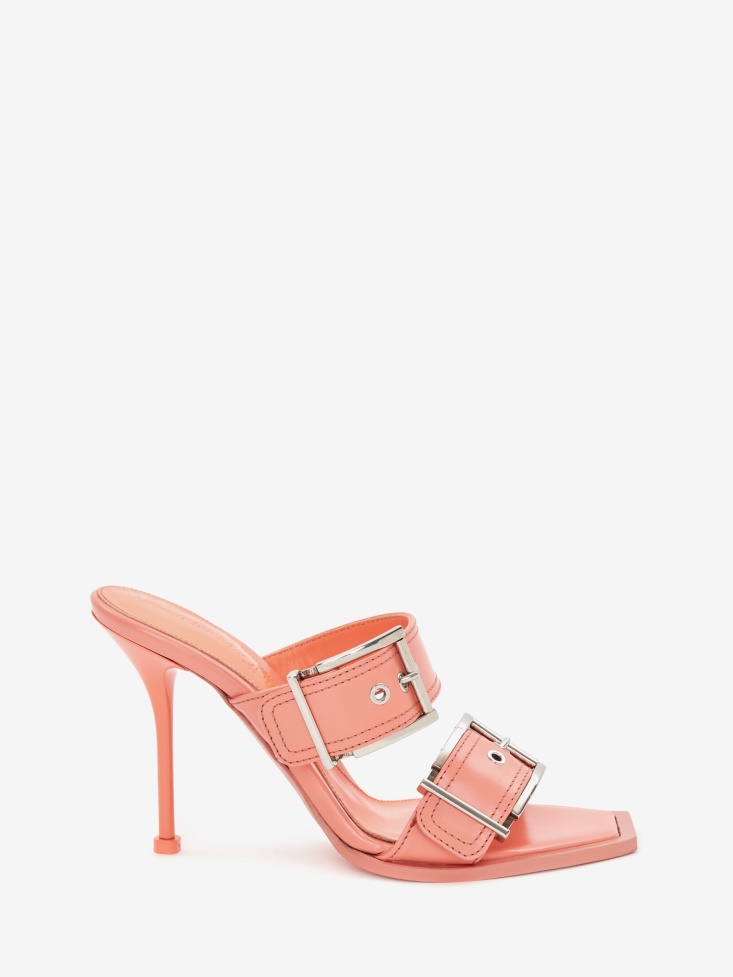 Fashion Alexander McQueen Women's Double Buckle Punk Mule Apricot