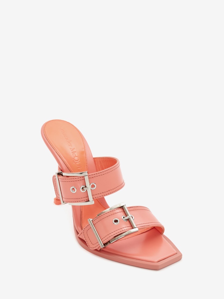Fashion Alexander McQueen Women's Double Buckle Punk Mule Apricot