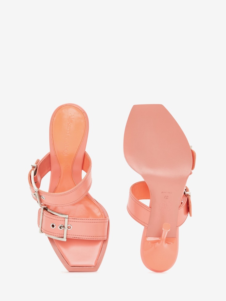 Fashion Alexander McQueen Women's Double Buckle Punk Mule Apricot