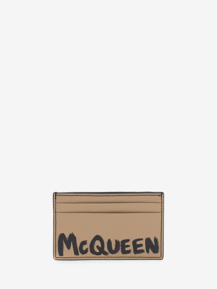 Men's in Graffiti Card Holder Black/Beige Fashion Alexander McQueen
