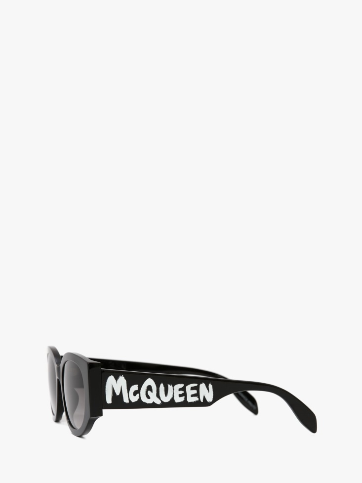 Women's in Graffiti Oval Sunglasses Fashion Alexander McQueen Black/White