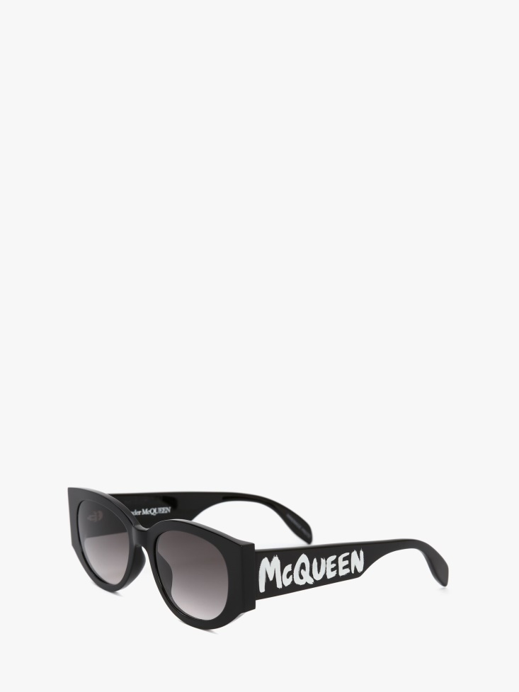 Women's in Graffiti Oval Sunglasses Fashion Alexander McQueen Black/White