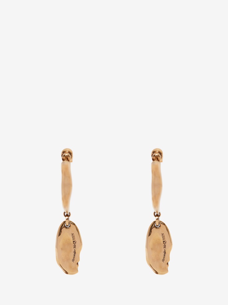 Antique Gold Women's Molten Drop Hoop Earring Fashion Alexander McQueen