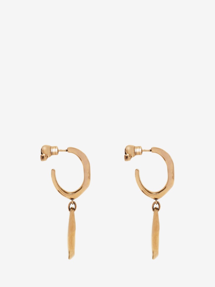 Antique Gold Women's Molten Drop Hoop Earring Fashion Alexander McQueen