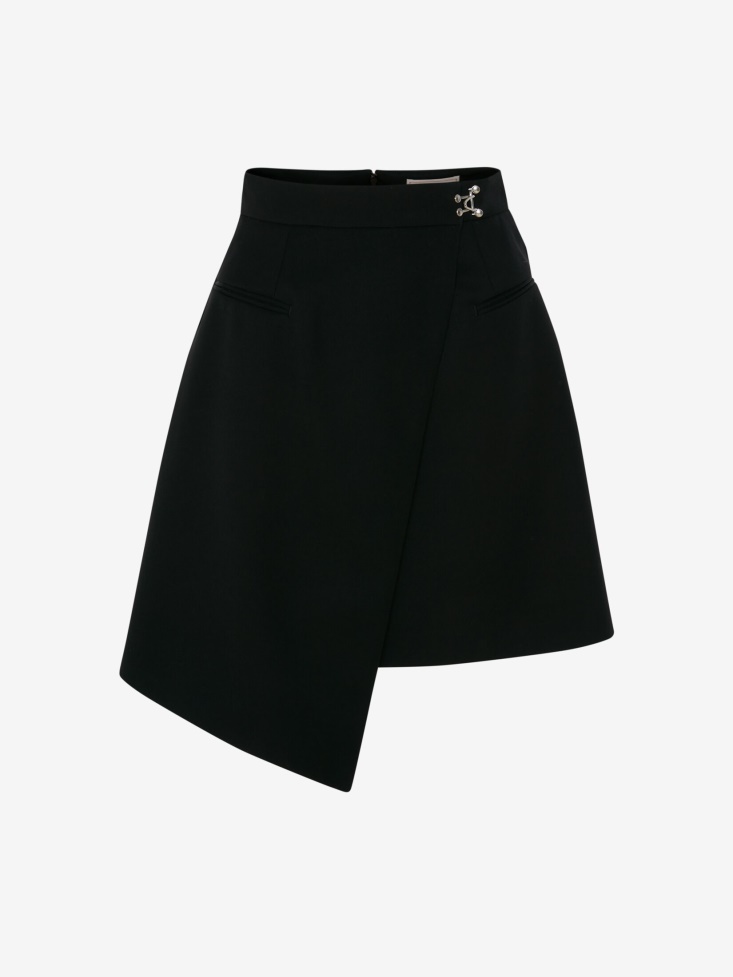Black Fashion Alexander McQueen Women's Barathea Drop Hem Mini Skirt