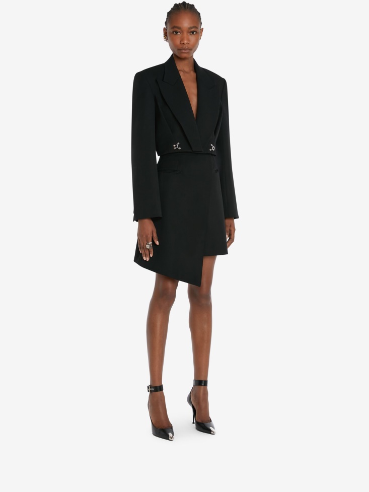 Black Fashion Alexander McQueen Women's Barathea Drop Hem Mini Skirt