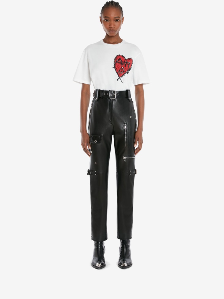 Fashion Alexander McQueen White Women's Carved Love T-Shirt