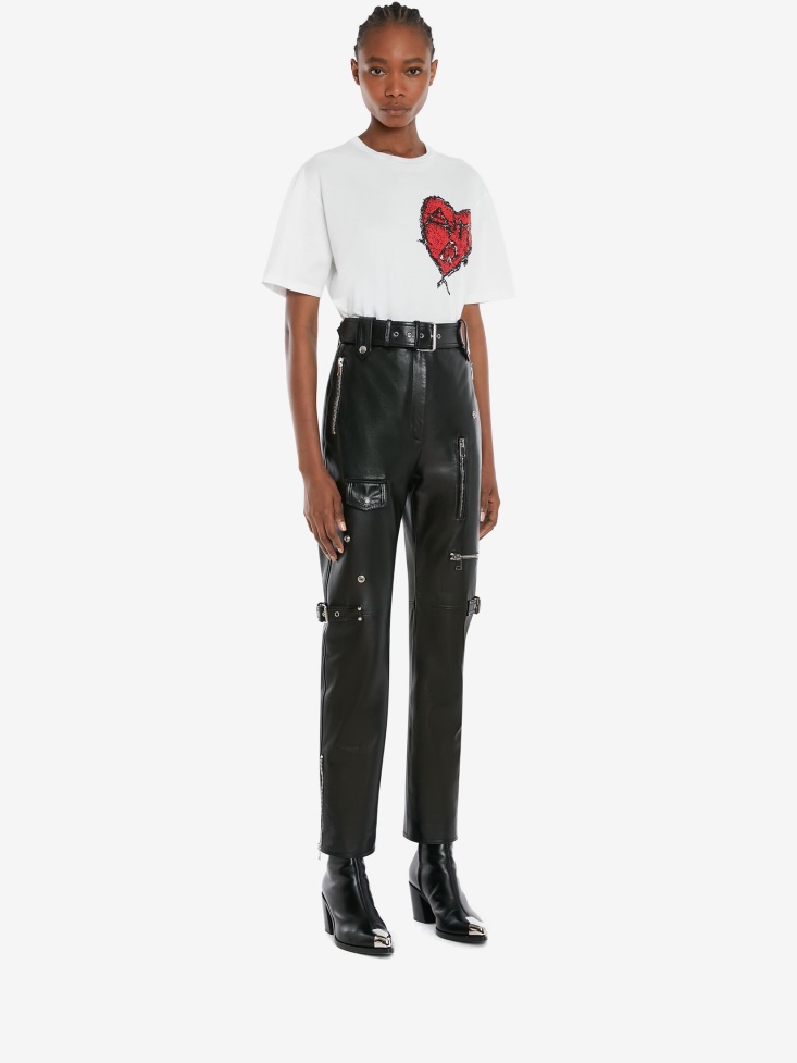 Fashion Alexander McQueen White Women's Carved Love T-Shirt