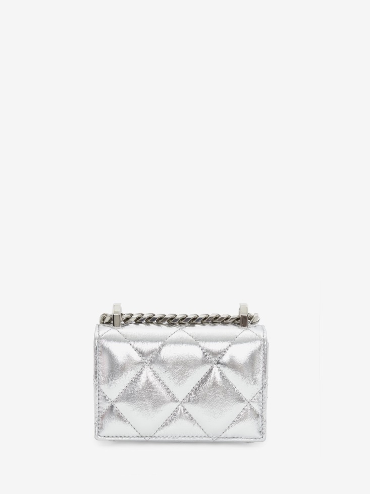 Silver/White Fashion Alexander McQueen Women's Micro Jewelled Satchel