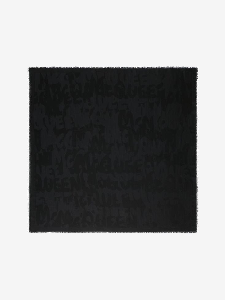 Women's in Graffiti Shawl Black Fashion Alexander McQueen
