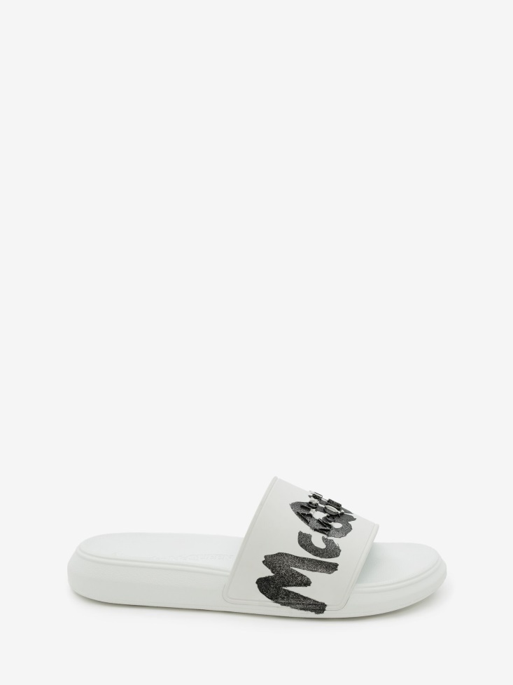 Fashion Alexander McQueen Women's Oversized Rubber Slide White/Black