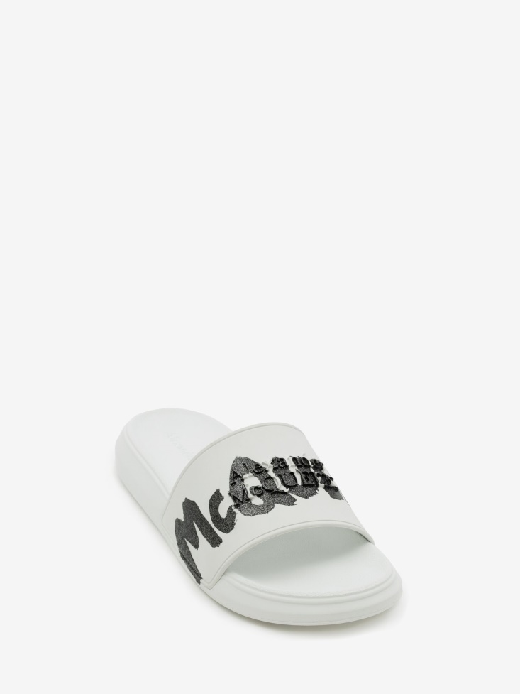 Fashion Alexander McQueen Women's Oversized Rubber Slide White/Black
