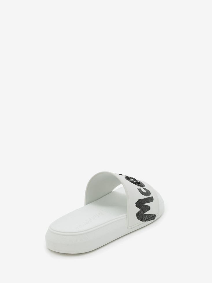 Fashion Alexander McQueen Women's Oversized Rubber Slide White/Black