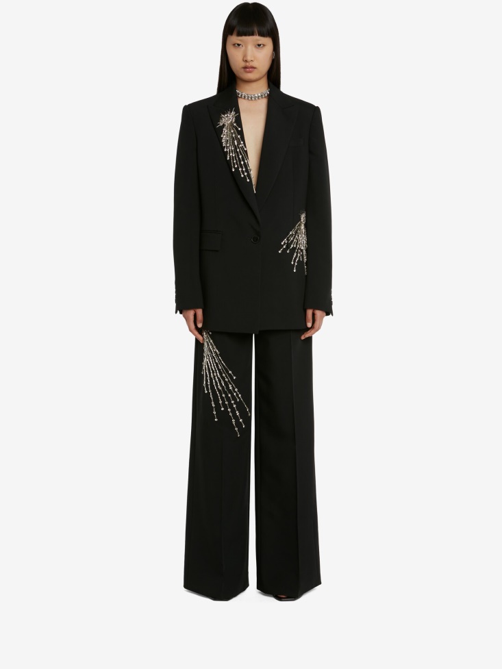 Women's Astral Jewel Wide Leg Trousers Black Fashion Alexander McQueen