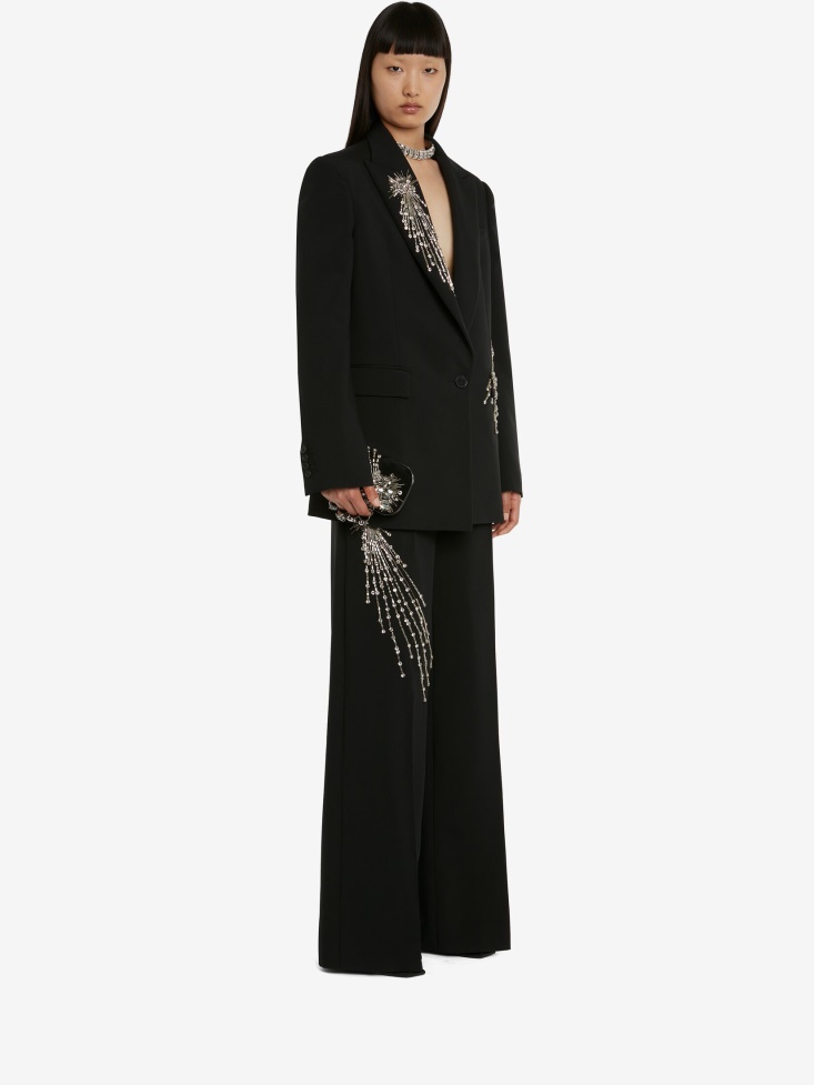Women's Astral Jewel Wide Leg Trousers Black Fashion Alexander McQueen