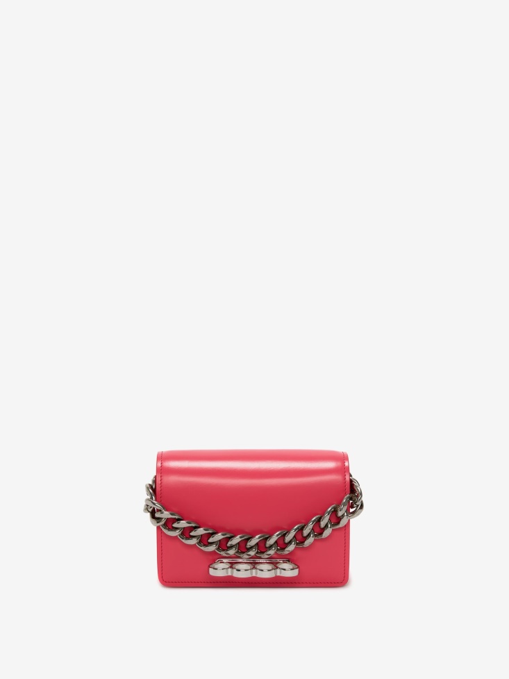 Women's The Four Ring Mini With Chain Fashion Alexander McQueen Neon Pink