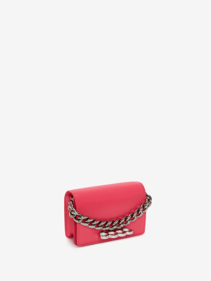 Women's The Four Ring Mini With Chain Fashion Alexander McQueen Neon Pink