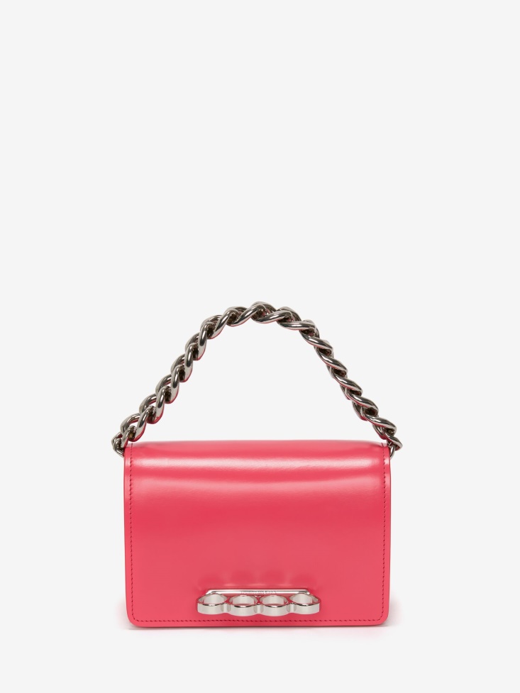 Women's The Four Ring Mini With Chain Fashion Alexander McQueen Neon Pink