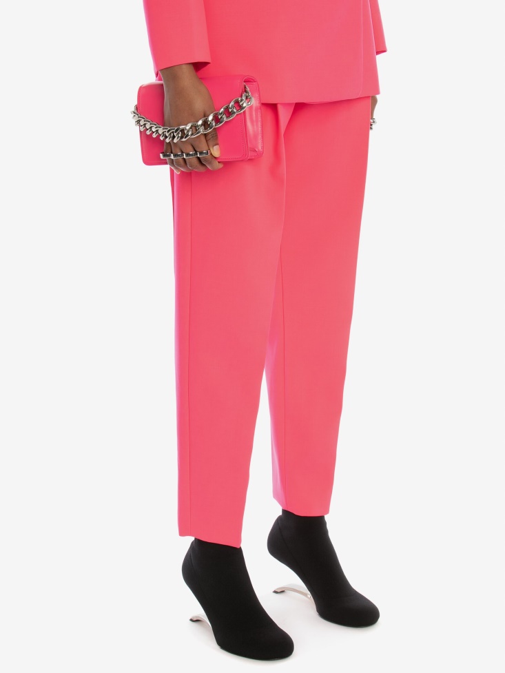 Women's The Four Ring Mini With Chain Fashion Alexander McQueen Neon Pink