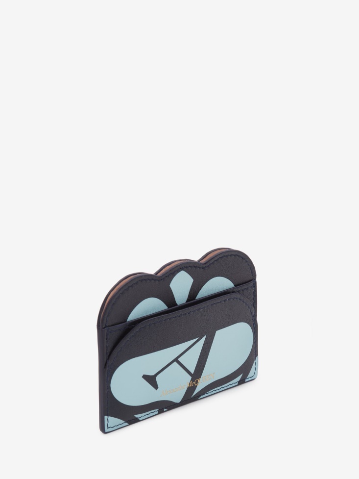 Pale Blue Fashion Alexander McQueen Women's Seal Logo Card Holder