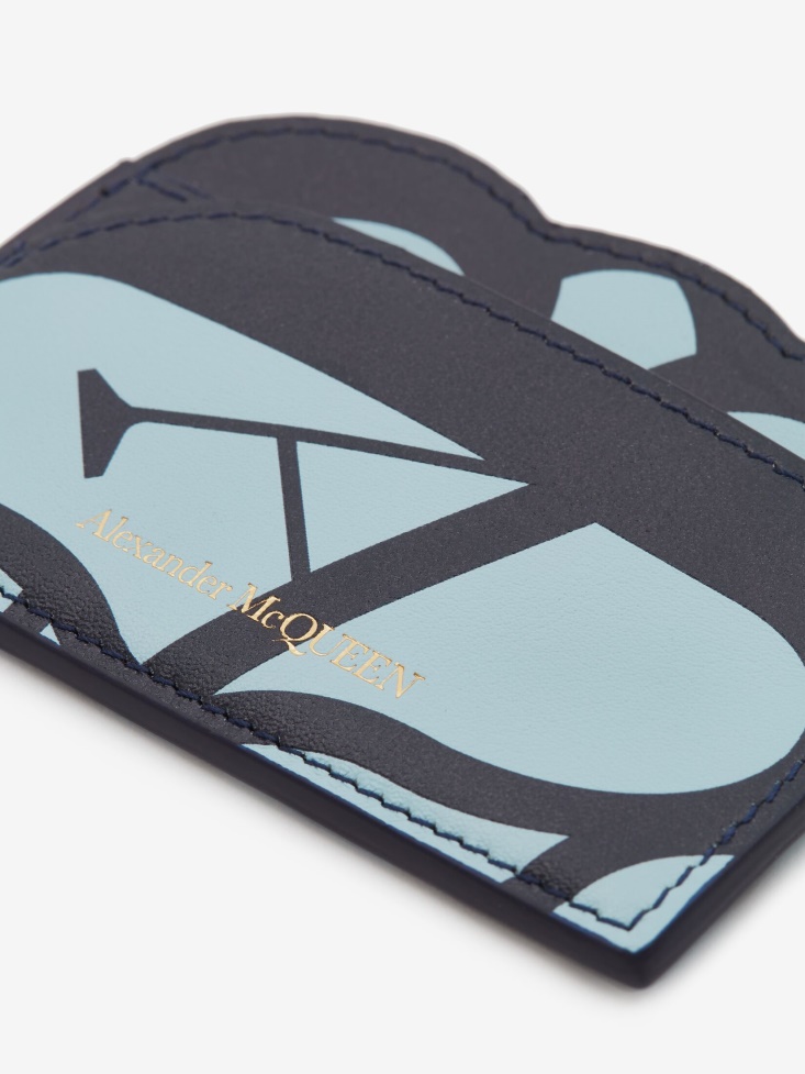 Pale Blue Fashion Alexander McQueen Women's Seal Logo Card Holder