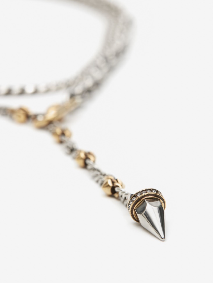 Fashion Alexander McQueen Women's Punk Stud Necklace Antique Silver