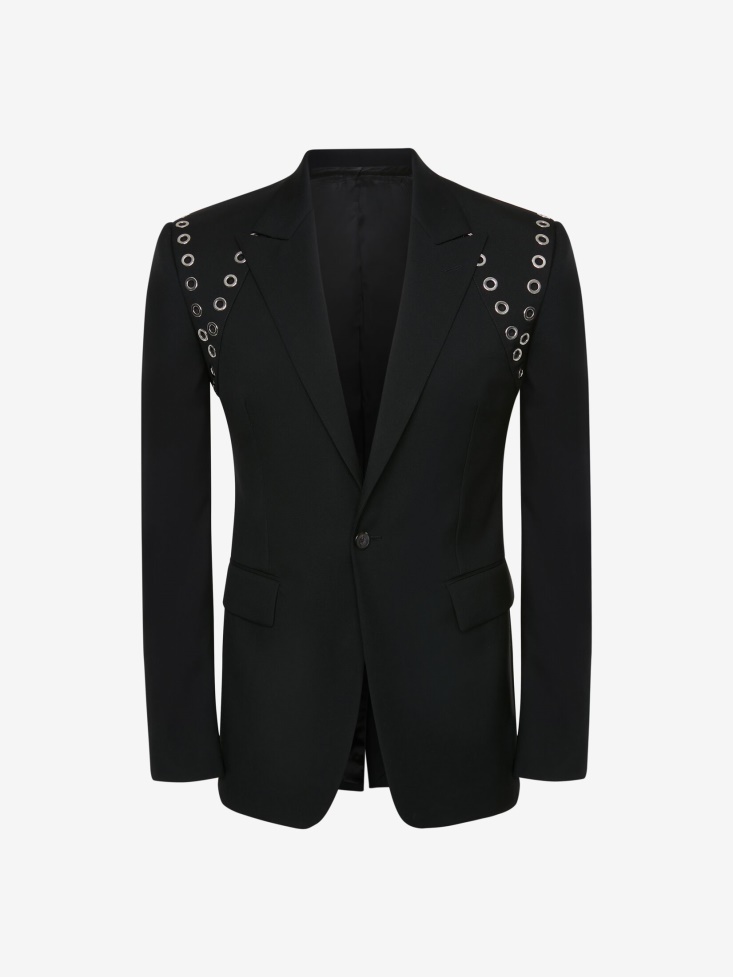 Men's Eyelets Single-Breasted Jacket Fashion Alexander McQueen Black