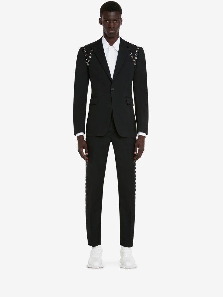 Men's Eyelets Single-Breasted Jacket Fashion Alexander McQueen Black