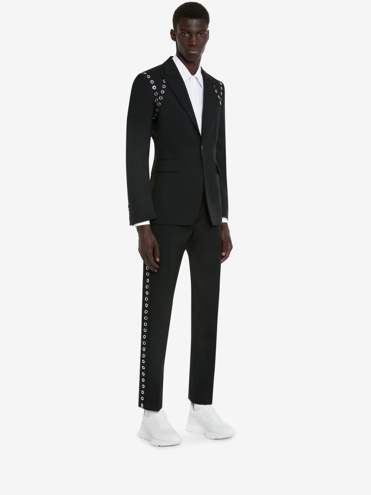 Men's Eyelets Single-Breasted Jacket Fashion Alexander McQueen Black