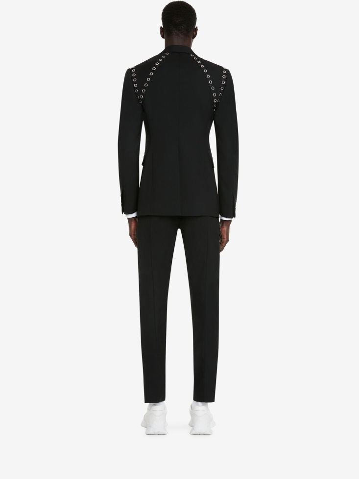 Men's Eyelets Single-Breasted Jacket Fashion Alexander McQueen Black