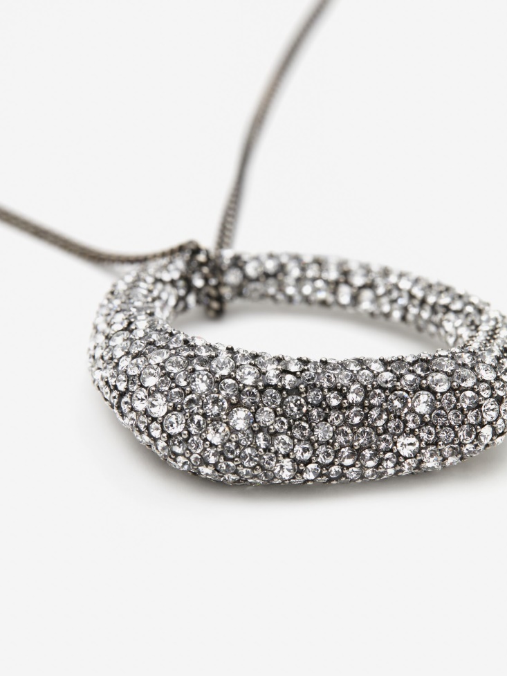 Fashion Alexander McQueen Women's Pave Long Necklace Antique Silver