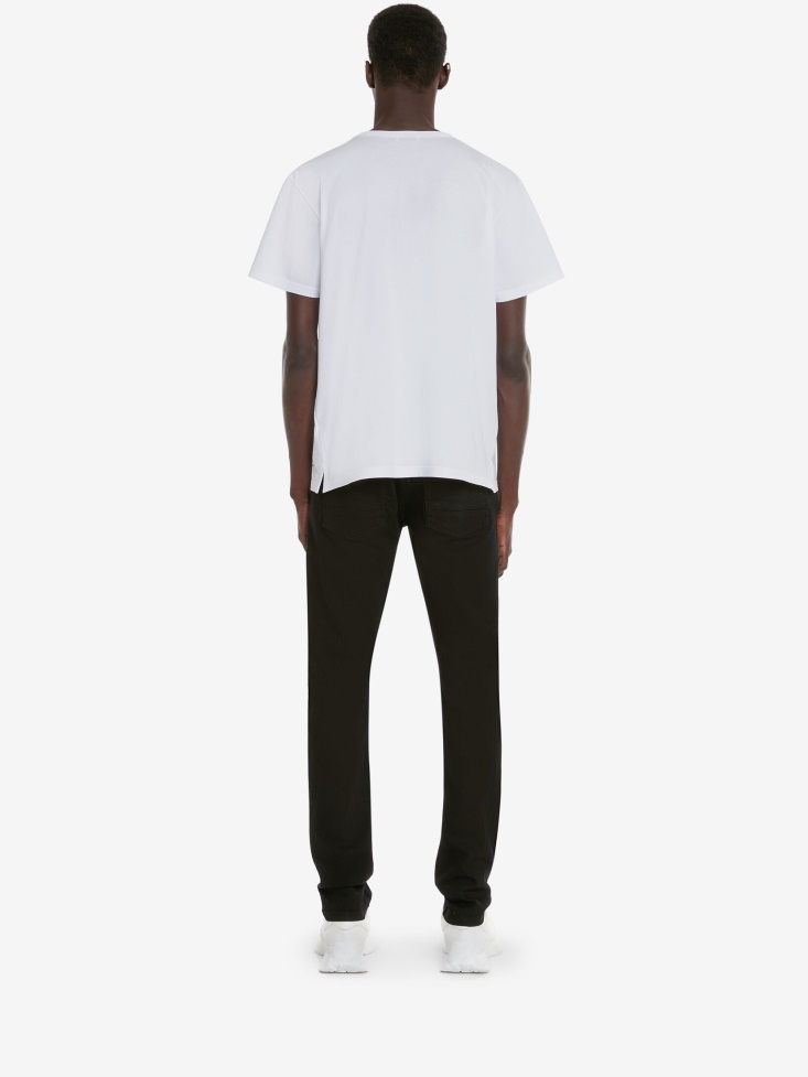 White Fashion Alexander McQueen Men's Silhouette Skull T-Shirt
