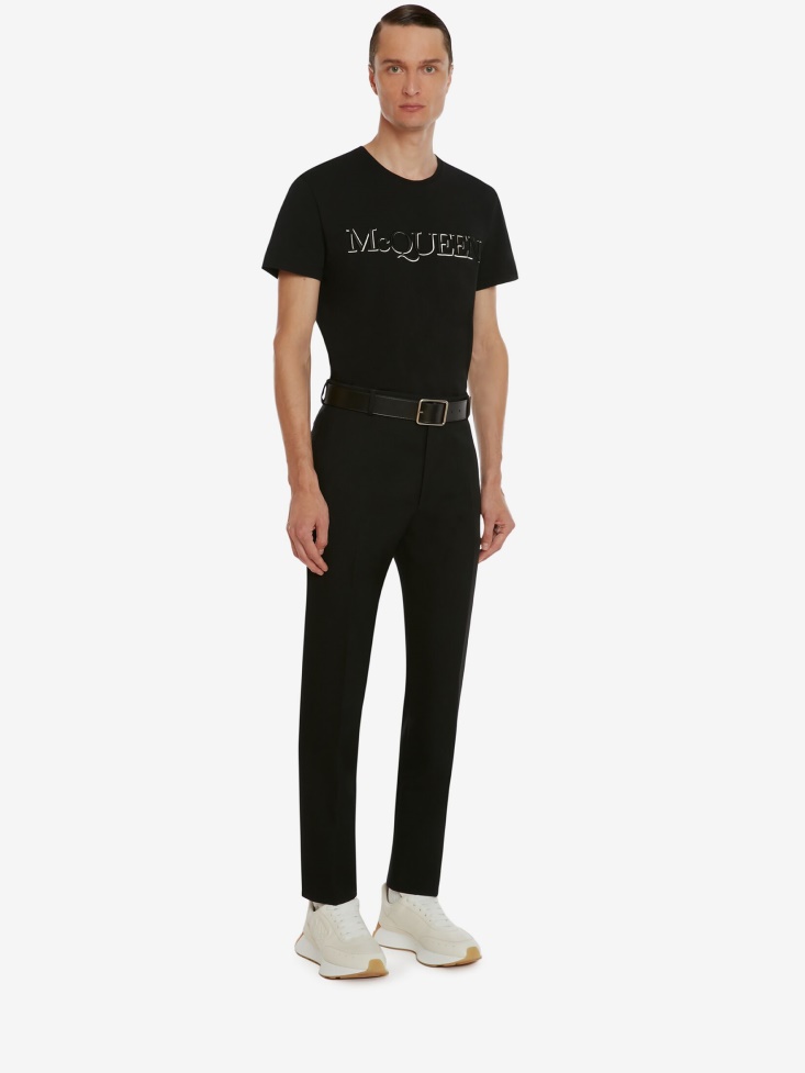 Black Mix Fashion Alexander McQueen Men's in Embroidered T-Shirt