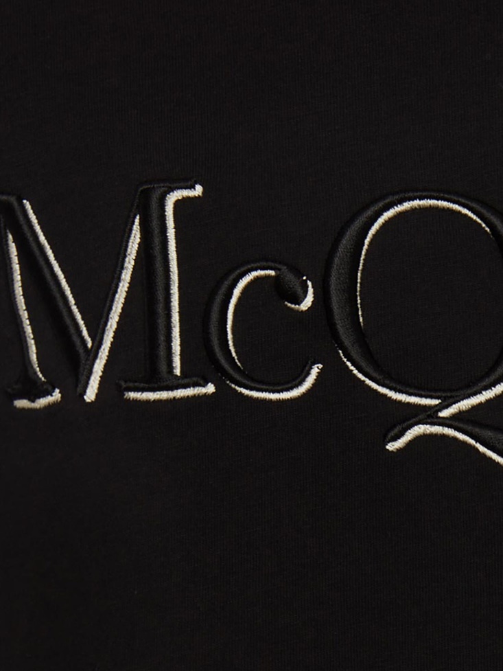 Black Mix Fashion Alexander McQueen Men's in Embroidered T-Shirt