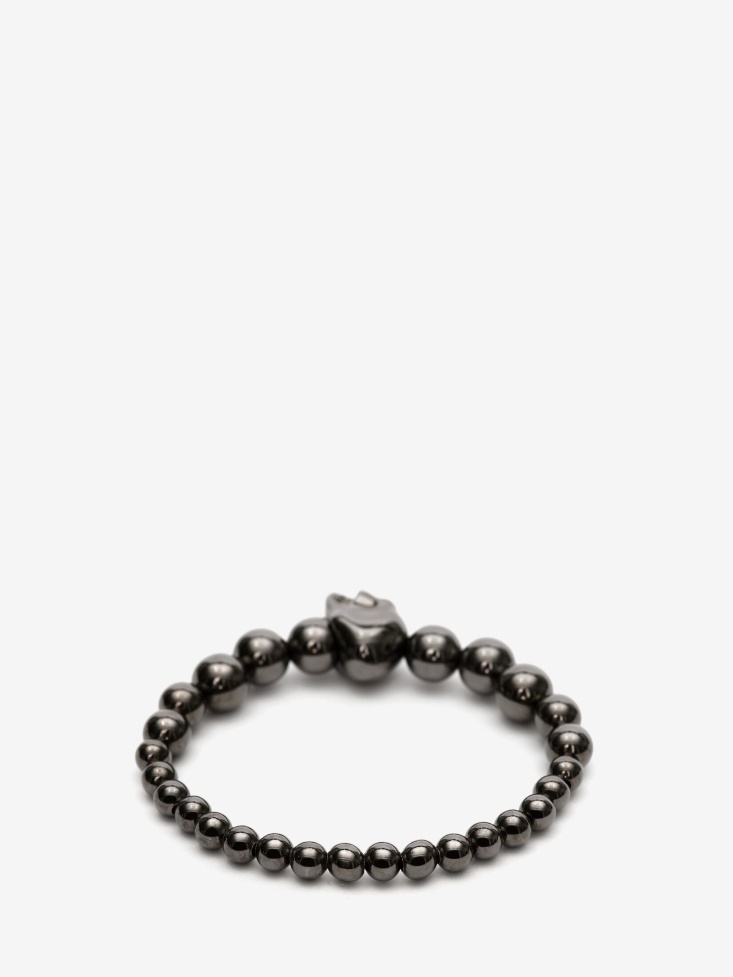 Fashion Alexander McQueen Ruthenium Men's Skull Multibeaded Bracelet