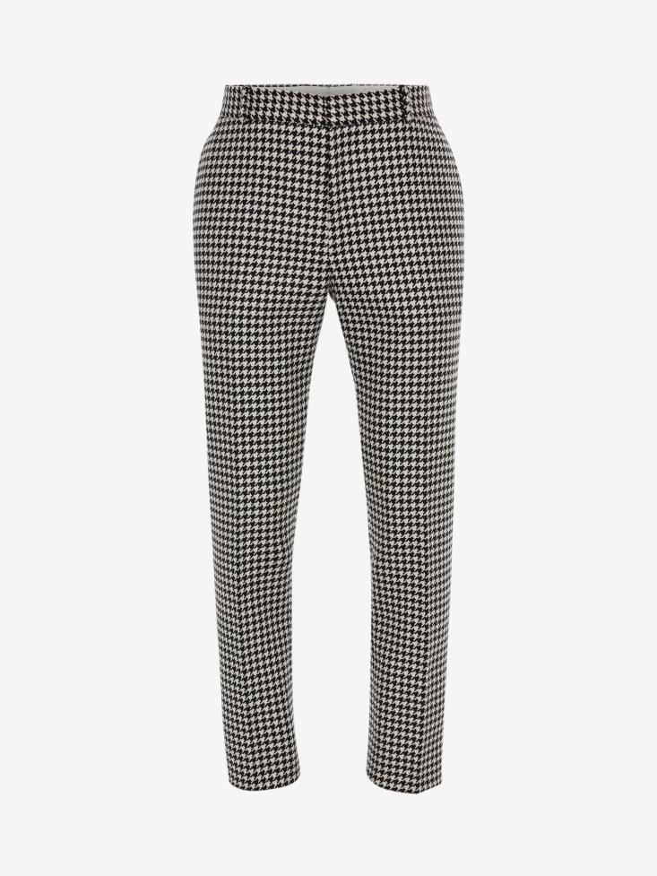 Fashion Alexander McQueen Men's Dogtooth Cigarette Trousers White/Black