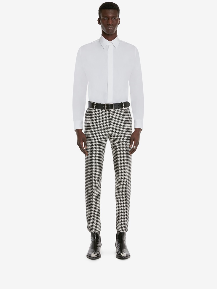 Fashion Alexander McQueen Men's Dogtooth Cigarette Trousers White/Black