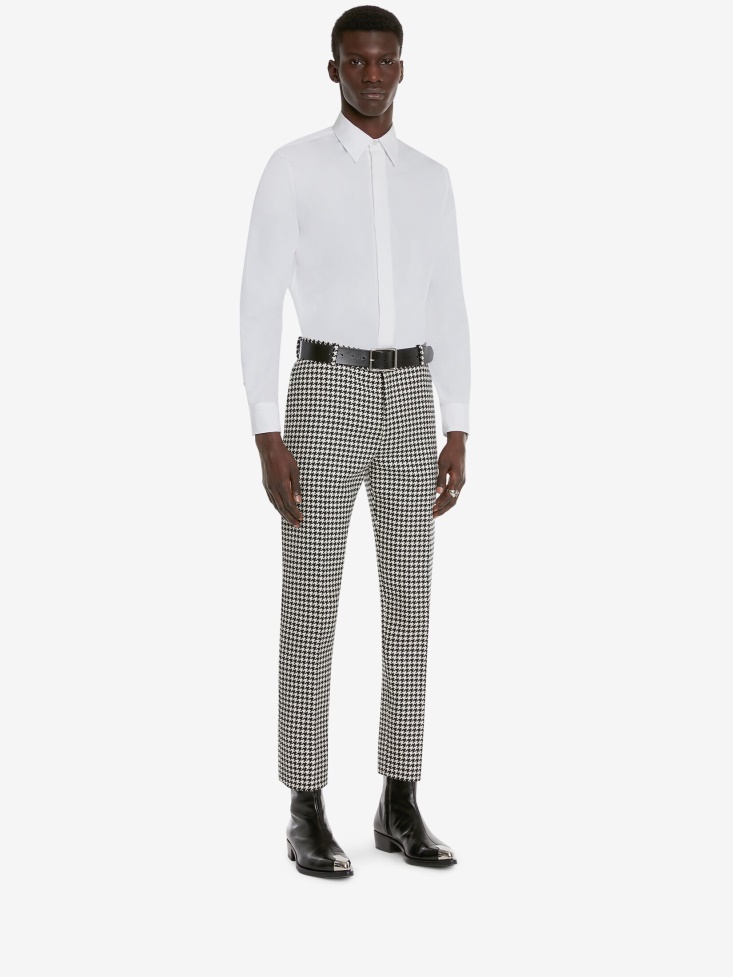 Fashion Alexander McQueen Men's Dogtooth Cigarette Trousers White/Black