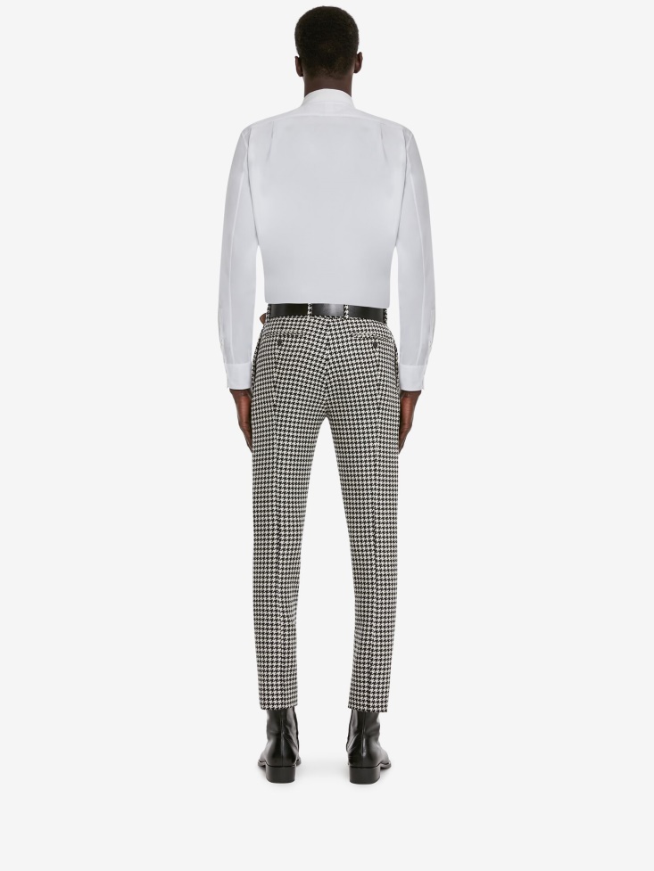 Fashion Alexander McQueen Men's Dogtooth Cigarette Trousers White/Black