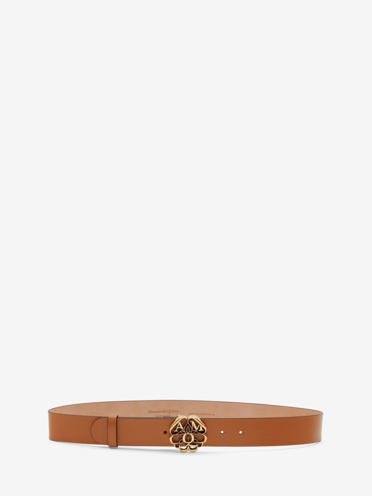 Tan Fashion Alexander McQueen Women's Seal Logo Belt
