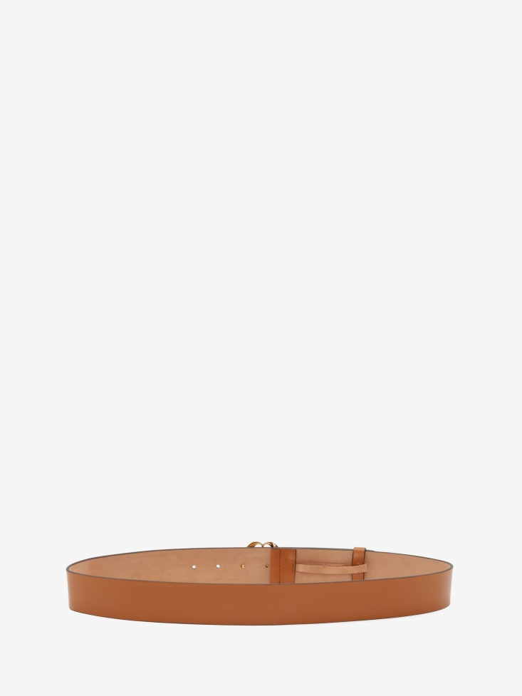 Tan Fashion Alexander McQueen Women's Seal Logo Belt