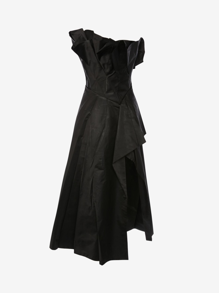 Fashion Alexander McQueen Women's Exploded Pleated Bustier Dress Black