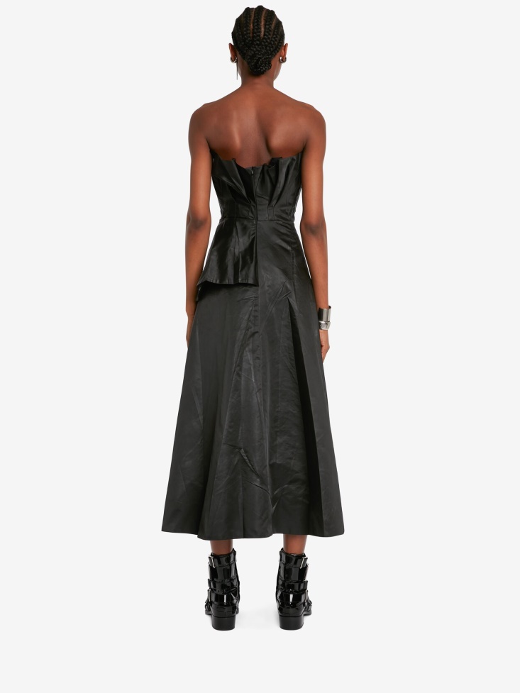 Fashion Alexander McQueen Women's Exploded Pleated Bustier Dress Black