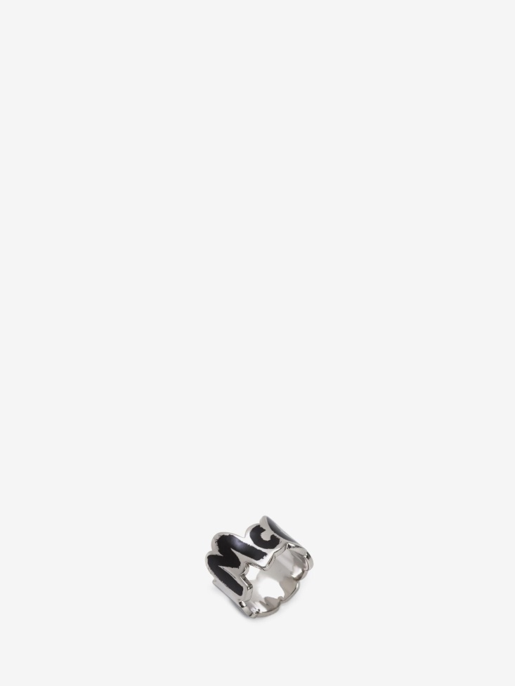Men's in Graffiti Cut-Out Ring Fashion Alexander McQueen Silver