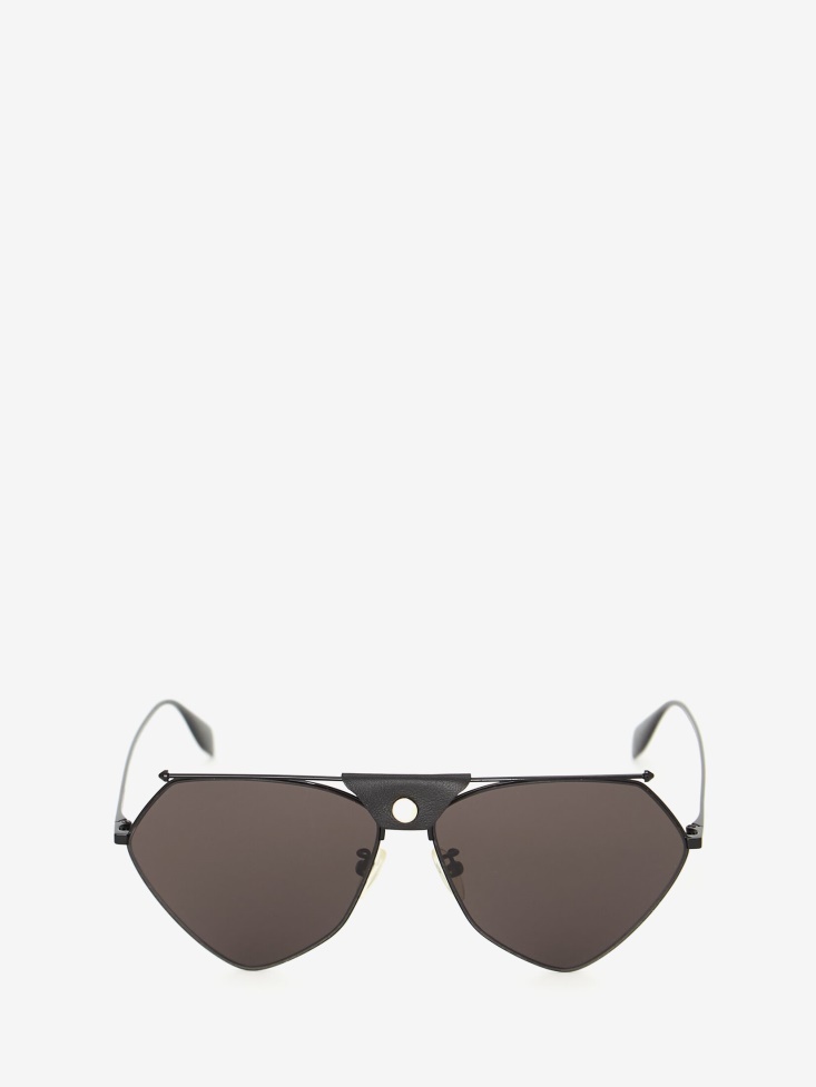 Black/Grey Fashion Alexander McQueen Top Piercing Sunglasses