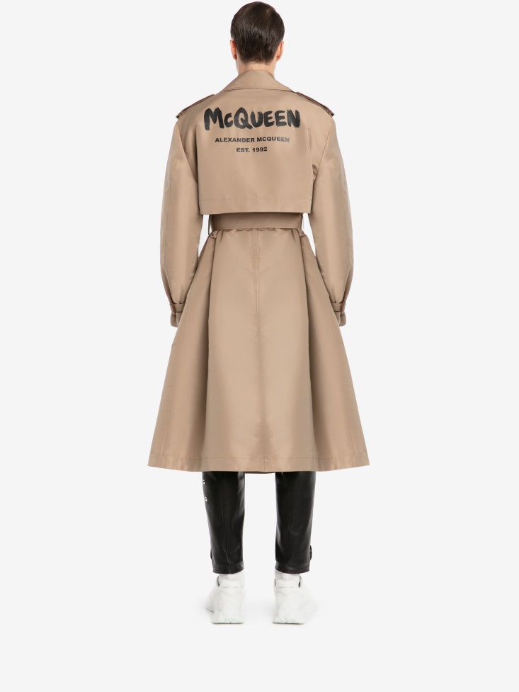 Fashion Alexander McQueen in Beige Men's in Graffiti Trench Coat