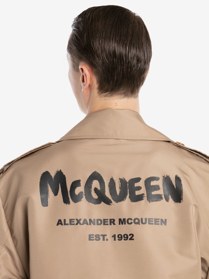 Fashion Alexander McQueen in Beige Men's in Graffiti Trench Coat