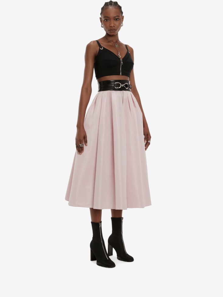 Women's Pleated Midi Skirt Pink Fashion Alexander McQueen