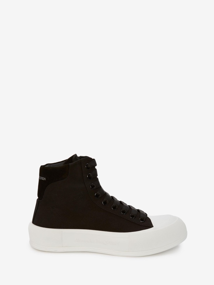 Black Men's High-Top Deck Plimsoll Fashion Alexander McQueen